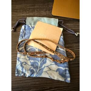 Chan Luu Handmade Wrap Bracelet with Natural Beads & Tan Leather